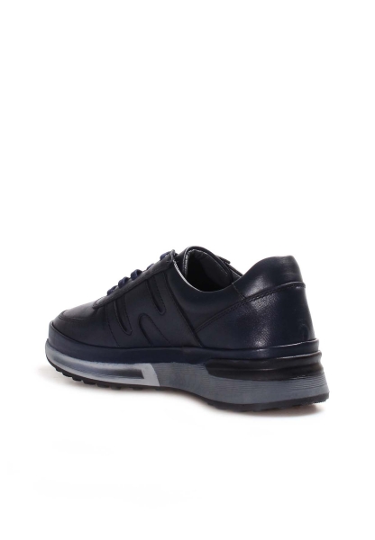  MirgeShoes Lacivert Bağcıklı Erkek Spor Sneaker Ayakkabı İçi Dışı Hakiki Deri MRG01730131438