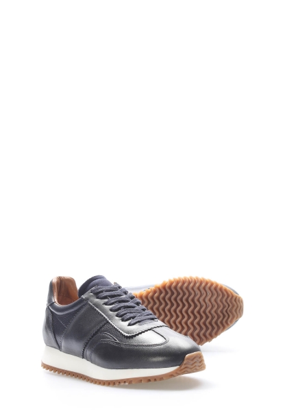 MirgeShoes Lacivert Bağcıklı Erkek Spor Sneaker Ayakkabı İçi Dışı Hakiki Deri MRG01949131478