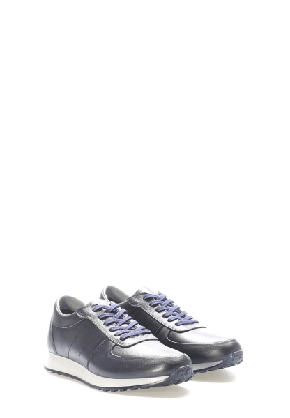 MirgeShoes Lacivert Bağcıklı Erkek Spor Sneaker Ayakkabı İçi Dışı Hakiki Deri MRG011081131773