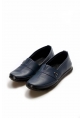 MirgeShoes Lacivert Bağcıksız Kadın Casual Ayakkabı İçi Dışı Hakiki Deri MRG01994261213