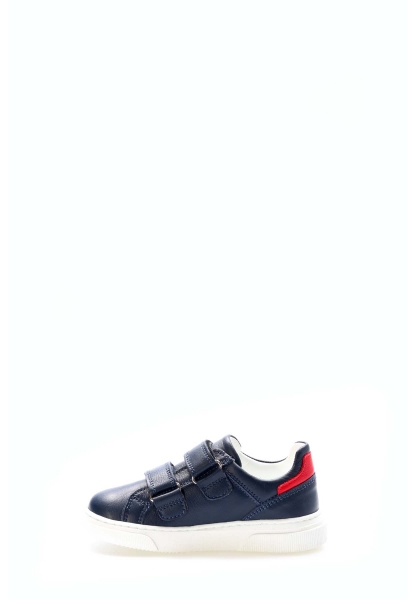 MirgeShoes Lacivert Kız Çocuk Cırtcırtlı Casual Ayakkabı İçi Dışı Hakiki Deri MRG017422411092