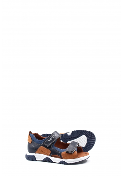 MirgeShoes Lacivert-Taba Unisex Çocuk Sandalet İçi Dışı Hakiki Deri MRG0113621226