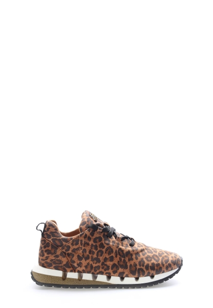 MirgeShoes Leopar Bağcıklı Kadın Casual Ayakkabı İçi Dışı Hakiki Deri MRG01297261400680