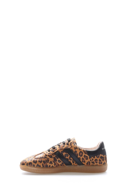 MirgeShoes Leopar Bağcıklı Kadın Casual Ayakkabı İçi Dışı Hakiki Deri MRG013122612541