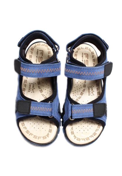 MirgeShoes Mavi Unisex Çocuk Sandalet İçi Dışı Hakiki Deri MRG0170424311117