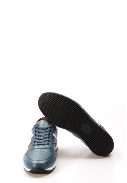  MirgeShoes Mavi Bağcıklı Erkek Sneaker Spor Ayakkabı İçi Dışı Hakiki Deri MRG019861311907