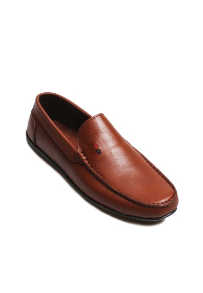 MirgeShoes Taba Erkek Loafer Ayakkabı Kaymaz Taban İçi Dışı Hakiki Deri MRG019451311614