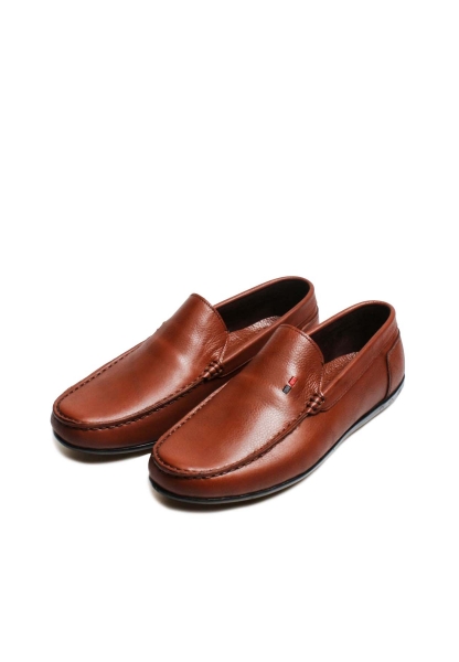 MirgeShoes Taba Erkek Loafer Ayakkabı Kaymaz Taban İçi Dışı Hakiki Deri MRG019451311614