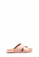 MirgeShoes Kadın Düz Terlik İçi Dışı Hakiki Deri Pudra   MRG017872612661