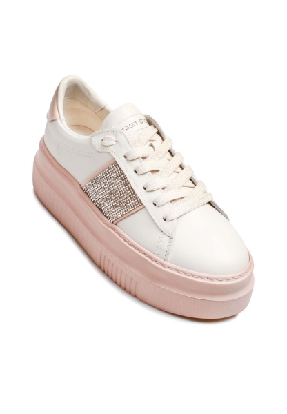 MirgeShoes Pudra Bağcıklı Kadın Casual Ayakkabı İçi Dışı Hakiki Deri MRG011392610265