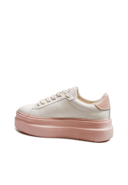 MirgeShoes Pudra Bağcıklı Kadın Casual Ayakkabı İçi Dışı Hakiki Deri MRG011392610265
