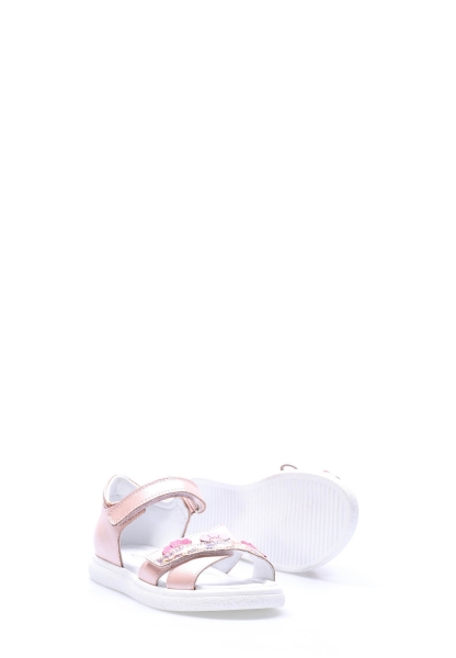 MirgeShoes Pudra Kız Çocuk Klasik Sandalet İçi Dışı Hakiki Deri MRG017422411194
