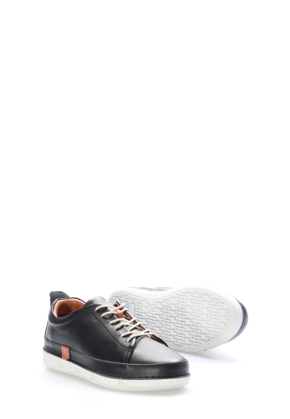 MirgeShoes Siyah Bağcıklı Kadın Casual Ayakkabı İçi Dışı Hakiki Deri MRG0129026111167