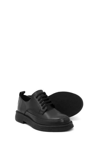 MirgeShoes Siyah Bağcıklı Kadın Casual Ayakkabı İçi Dışı Hakiki Deri MRG0134726121119