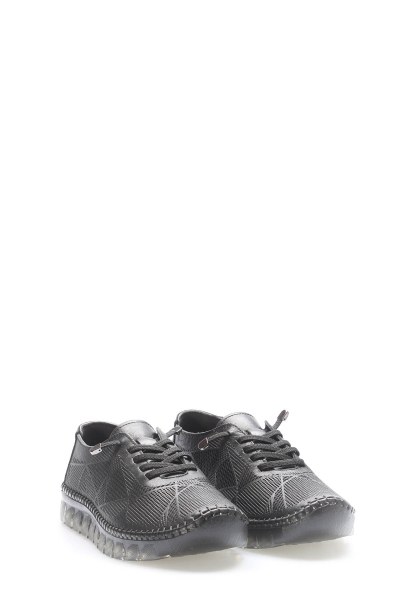 MirgeShoes Siyah Bağcıklı Kadın Casual Ayakkabı İçi Dışı Hakiki Deri MRG0154926338