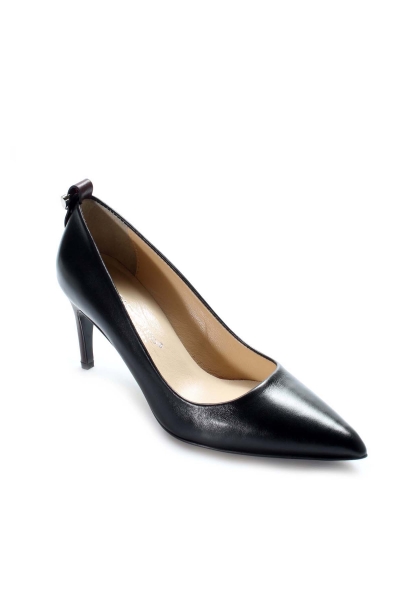 MirgeShoes Siyah-Bordo Kadın İnce Topuk Ayakkabı İçi Dışı Hakiki Deri MRG0114926121-611