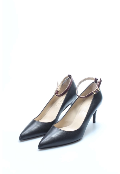 MirgeShoes Siyah-Bordo Kadın İnce Topuklu Ayakkabı İçi Dışı Hakiki Deri MRG0114926121715