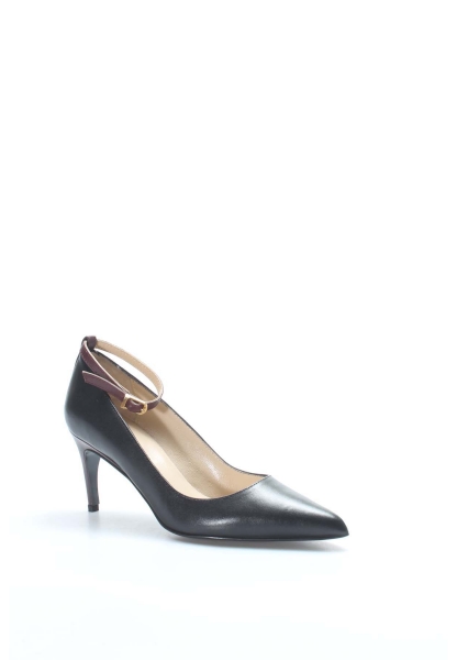 MirgeShoes Siyah-Bordo Kadın İnce Topuklu Ayakkabı İçi Dışı Hakiki Deri MRG0114926121715