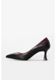 MirgeShoes Siyah-Bordo Kadın İnce Topuk Ayakkabı İçi Dışı Hakiki Deri MRG013452613419