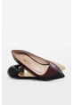 MirgeShoes Siyah-Bordo Kadın İnce Topuk Ayakkabı İçi Dışı Hakiki Deri MRG013452613419