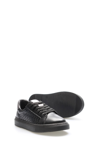 MirgeShoes Siyah-Çelik Bağcıklı Kadın Casual Ayakkabı İçi Dışı Hakiki Deri MRG0188726125229