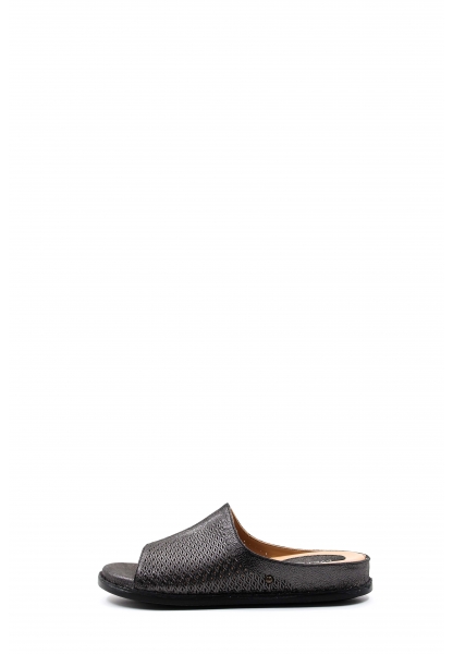 MirgeShoes Kadın Düz Terlik İçi Dışı Hakiki Deri Siyah Çelik  MRG018632611129