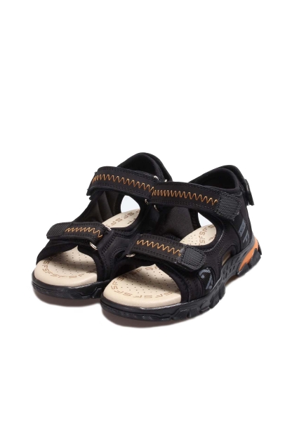 MirgeShoes Siyah Unisex Çocuk Sandalet İçi Dışı Hakiki Deri MRG0170424311117
