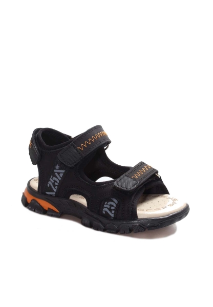 MirgeShoes Siyah Unisex Çocuk Sandalet İçi Dışı Hakiki Deri MRG0170424311117