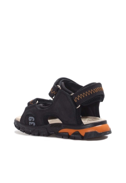 MirgeShoes Siyah Unisex Çocuk Sandalet İçi Dışı Hakiki Deri MRG0170424311117