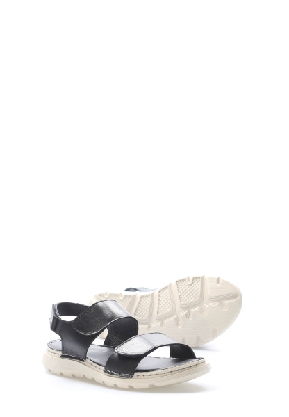 MirgeShoes Kadın Klasik Sandalet İçi Dışı Hakiki Deri Siyah  MRG011102261819
