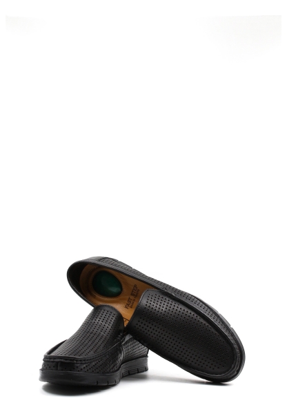 MirgeShoes Siyah Bağcıksız Erkek Casual Ayakkabı İçi Dışı Hakiki Deri MRG012561321218