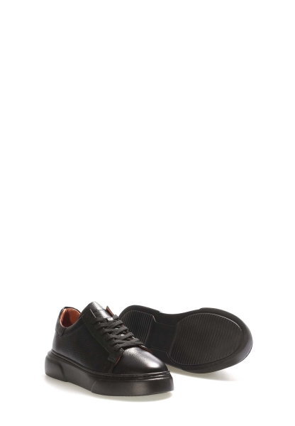 MirgeShoes Siyah Bağcıklı Erkek Casual Ayakkabı Kalın Taban İçi Dışı Hakiki Deri MRG01531131994