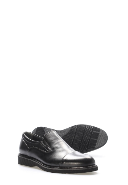 MirgeShoes Siyah Bağcıksız Erkek Casual Ayakkabı İçi Dışı Hakiki Deri MRG012561311133