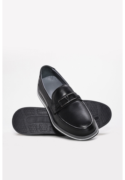 MirgeShoes Siyah Erkek Günlük Casual Ayakkabı İçi Dışı Hakiki Deri MRG013711312230