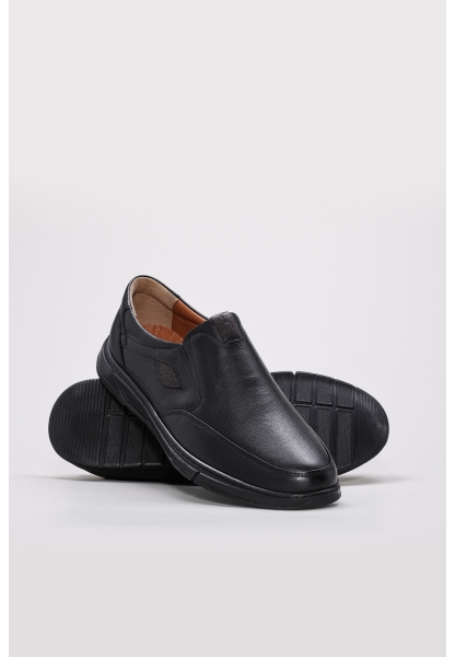 MirgeShoes Siyah Bağcıksız Erkek Casual Ayakkabı İçi Dışı Hakiki Deri MRG011081132162725