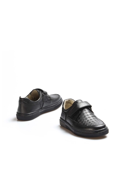 MirgeShoes Siyah Erkek Çocuk Cırtcırtlı Casual Ayakkabısı İçi Dışı Hakiki Deri MRG01900161917211023