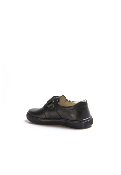 MirgeShoes Siyah Erkek Çocuk Cırtcırtlı Casual Ayakkabı İçi Dışı Hakiki Deri MRG01900611024