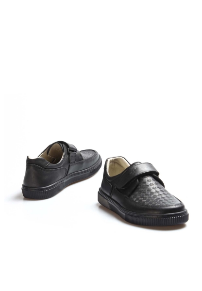 MirgeShoes Siyah Erkek Çocuk Cırtcırtlı Casual Ayakkabı İçi Dışı Hakiki Deri MRG0190061917211023