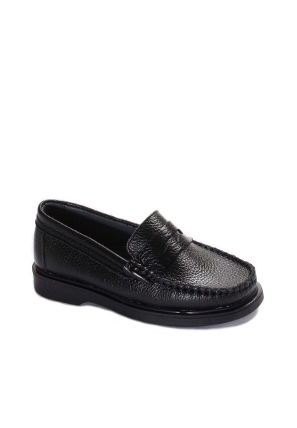 MirgeShoes Siyah Erkek Çocuk Casual Ayakkabı İçi Dışı Hakiki Deri MRG0196724311111