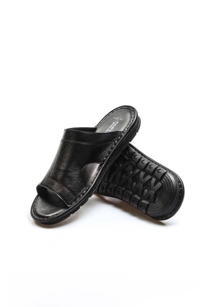MirgeShoes Erkek Terlik İçi Dışı Hakiki Deri Siyah MRG01148131127-1903
