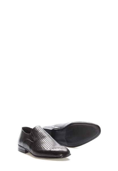 MirgeShoes Siyah Bağcıksız Erkek Klasik Ayakkabı İçi Dışı Hakiki Deri MRG01348131718