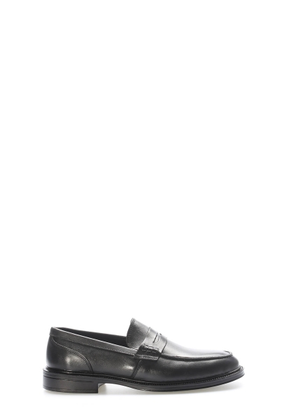 MirgeShoes Siyah Bağcıksız Erkek Klasik Ayakkabı İçi Dışı Hakiki Deri MRG019491311217