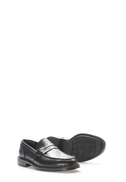 MirgeShoes Siyah Bağcıksız Erkek Klasik Ayakkabı İçi Dışı Hakiki Deri MRG019491311217