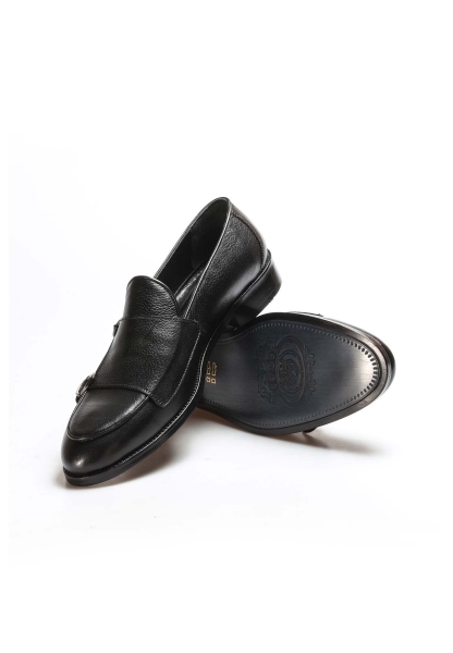 MirgeShoes Siyah Bağcıksız Erkek Klasik Ayakkabı İçi Dışı Hakiki Deri MRG01997131389