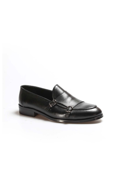 MirgeShoes Siyah Bağcıksız Erkek Klasik Ayakkabı İçi Dışı Hakiki Deri MRG01997131389