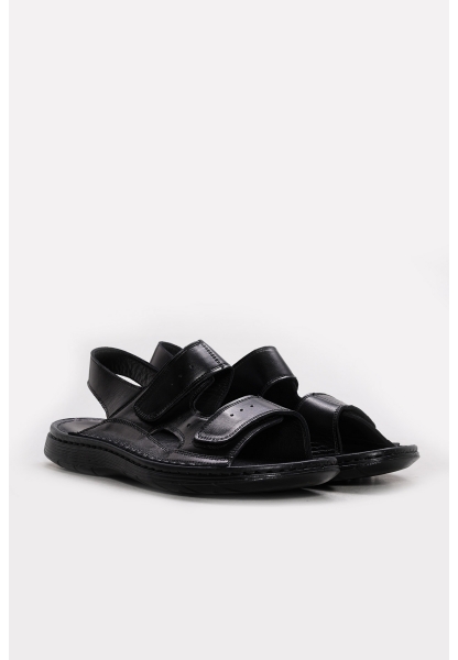 MirgeShoes Siyah Erkek Açık Hava Klasik Sandalet İçi Dışı Hakiki Deri MRG011381429-208-71