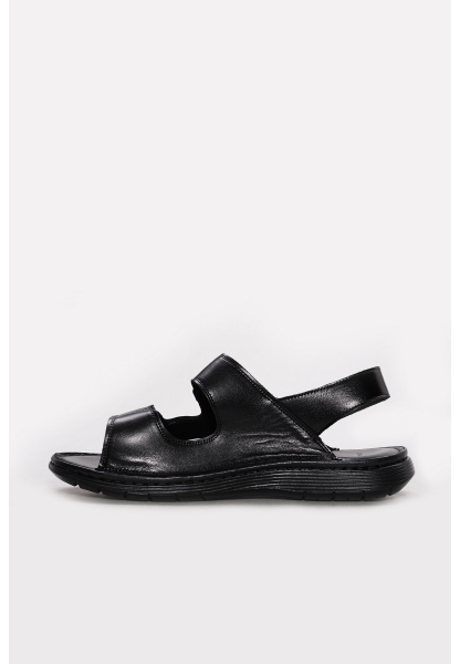 MirgeShoes Siyah Erkek Açık Hava Klasik Sandalet İçi Dışı Hakiki Deri MRG011381429-208-71