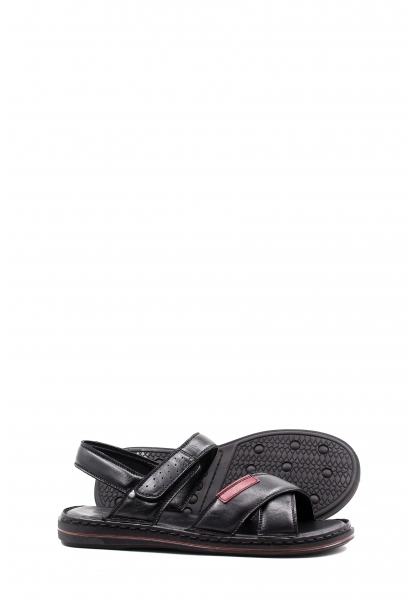 MirgeShoes Siyah Erkek Açık Hava Sandalet İçi Dışı Hakiki Deri MRG01248131433