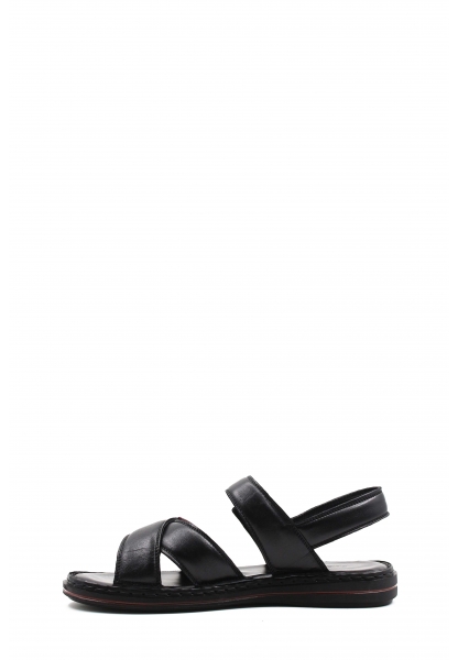 MirgeShoes Siyah Erkek Açık Hava Sandalet İçi Dışı Hakiki Deri MRG01248131433