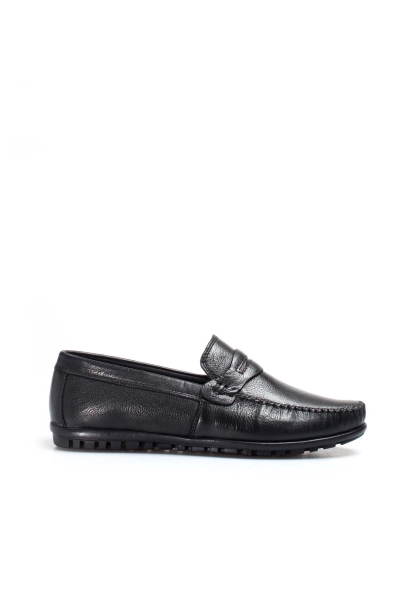 MirgeShoes Siyah Bağcıksız Erkek Loafer Ayakkabı İçi Dışı Hakiki Deri MRG01715131420